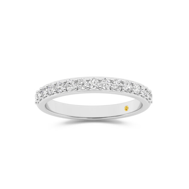 18K White Gold 3 1/2 ct. tw._1,Firefly Lab Grown Emerald Cut Diamond Engagement Ring with the Liv Wedding Band