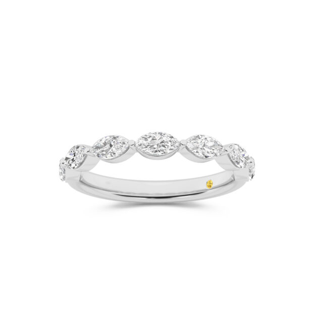18K White Gold 4 3/8 ct. tw._1,Celestia Lab Grown Pear Shaped Diamond Engagement Ring with The Elara Wedding Band