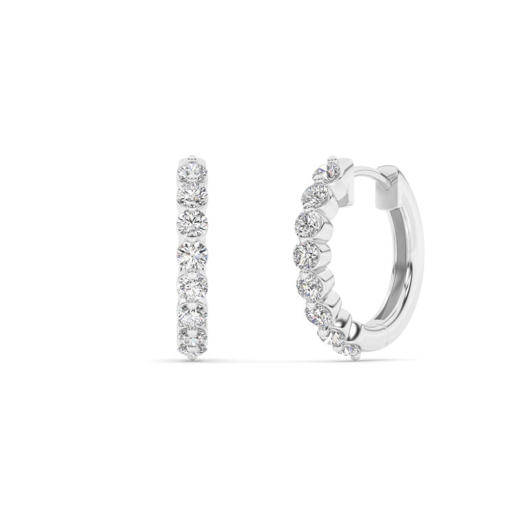 Lab Grown Shared Prong Diamond Hoop Earrings