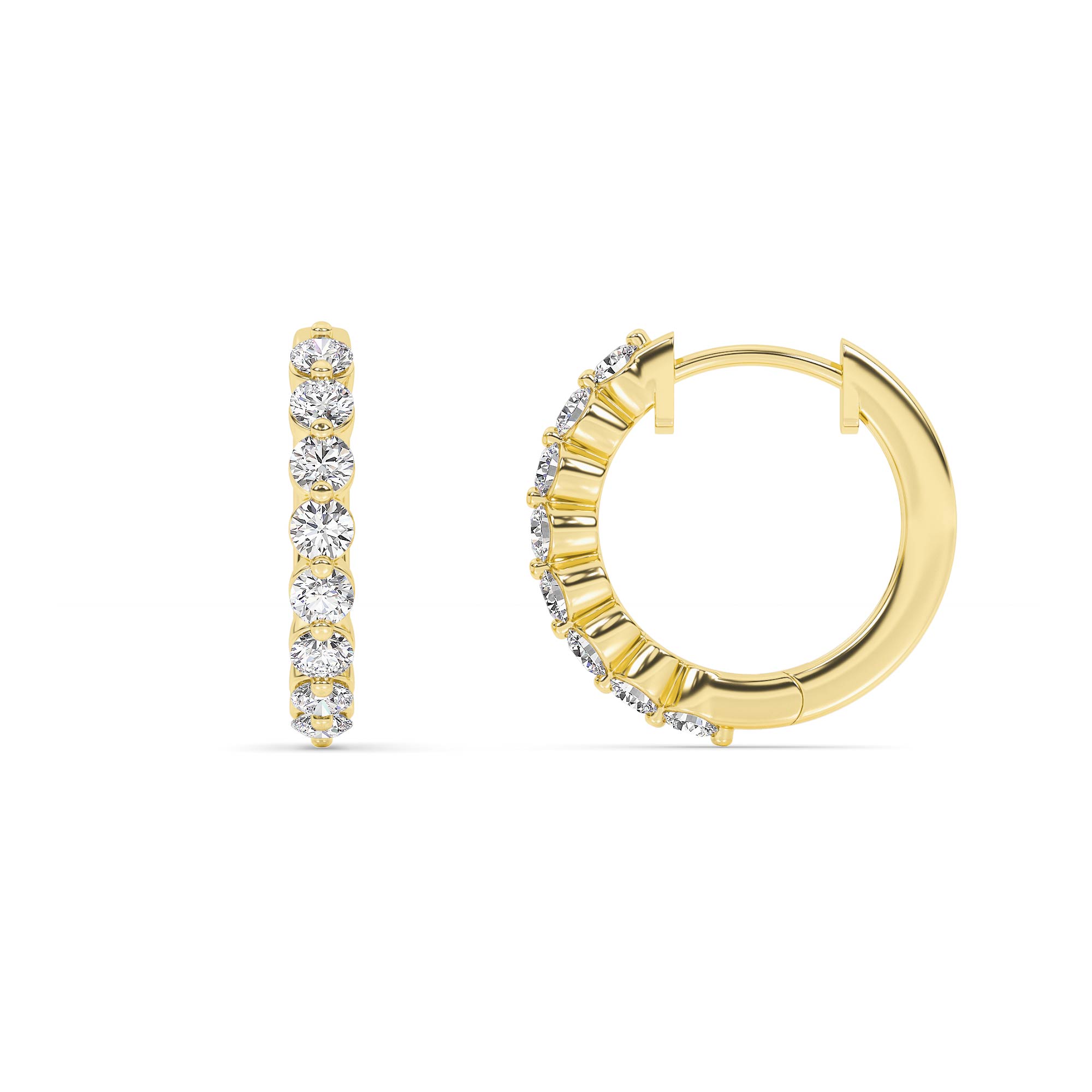 Lab Grown Shared Prong Diamond Hoop Earrings | 14K Yellow Gold 1 ct. tw.
