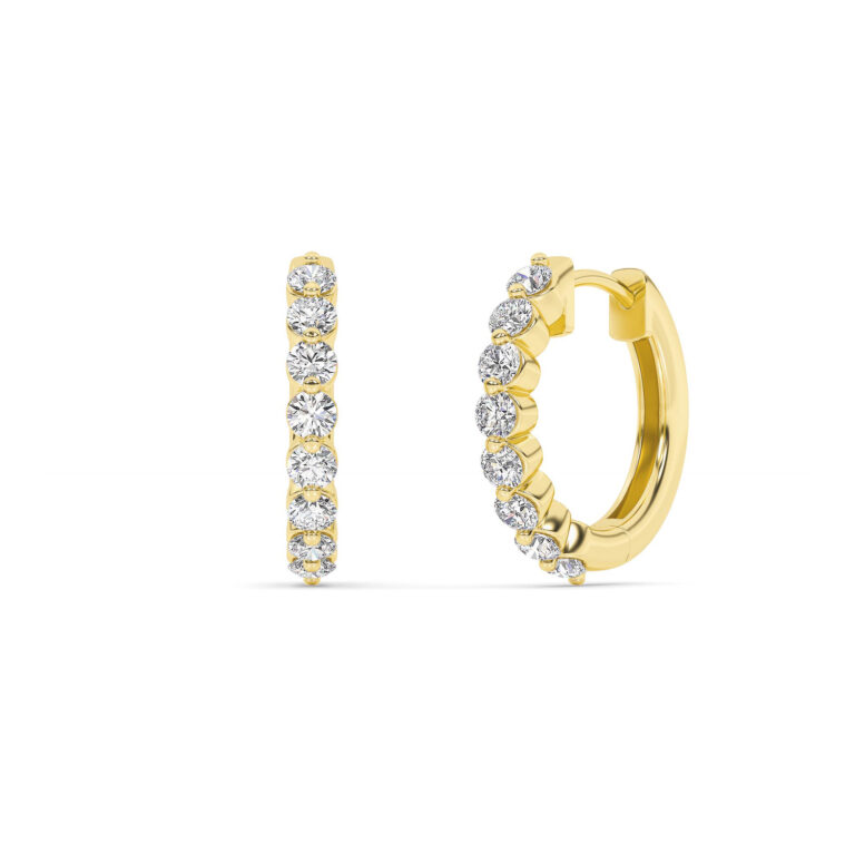 Lab Grown Shared Prong Diamond Hoop Earrings