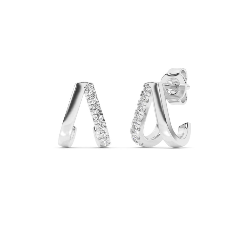 Mila Lab Grown Sterling Silver Diamond Huggie Earrings