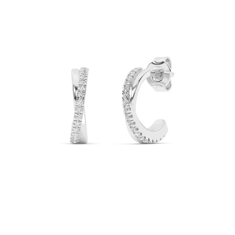 Gia Dainty Lab Grown Sterling Silver Diamond Huggie Earrings