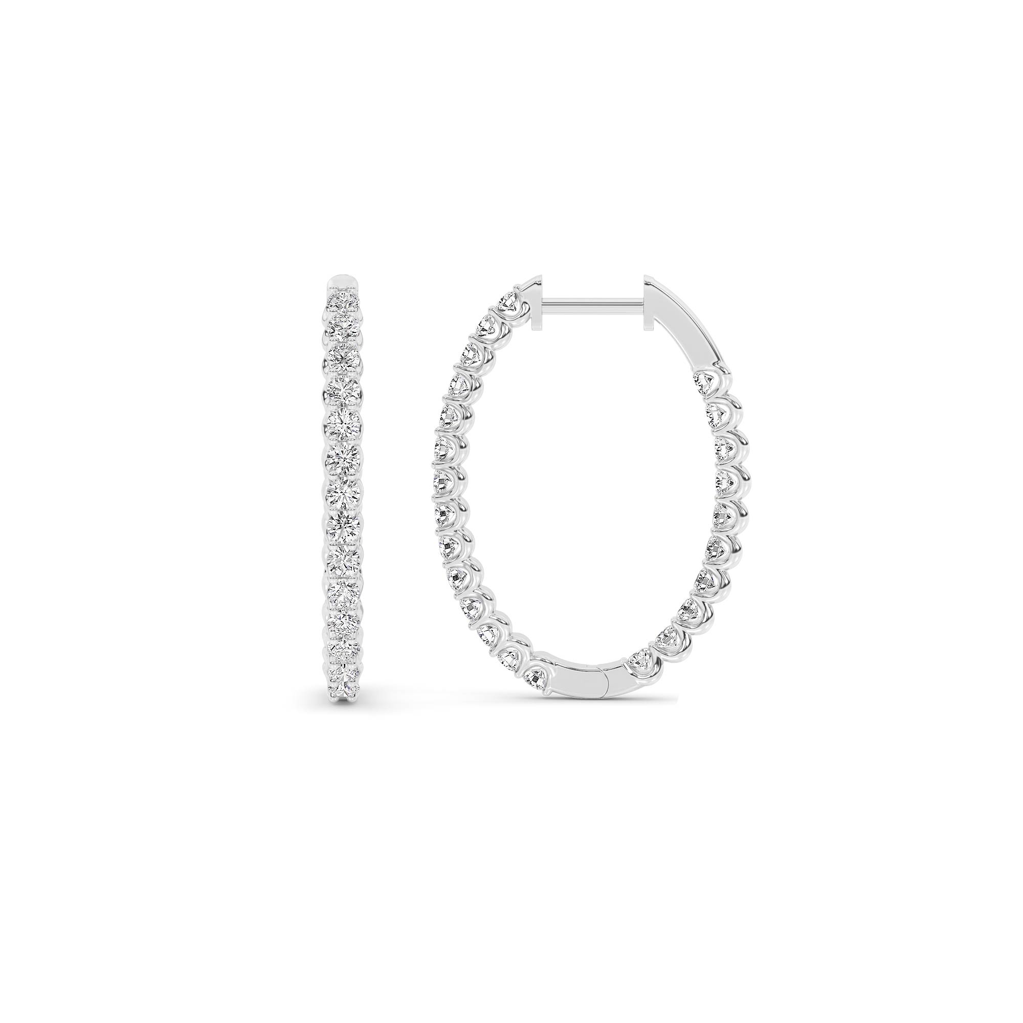 Zia Lab Created Diamond Oval Hoop Earrings | 14K White Gold 2 ct. tw.