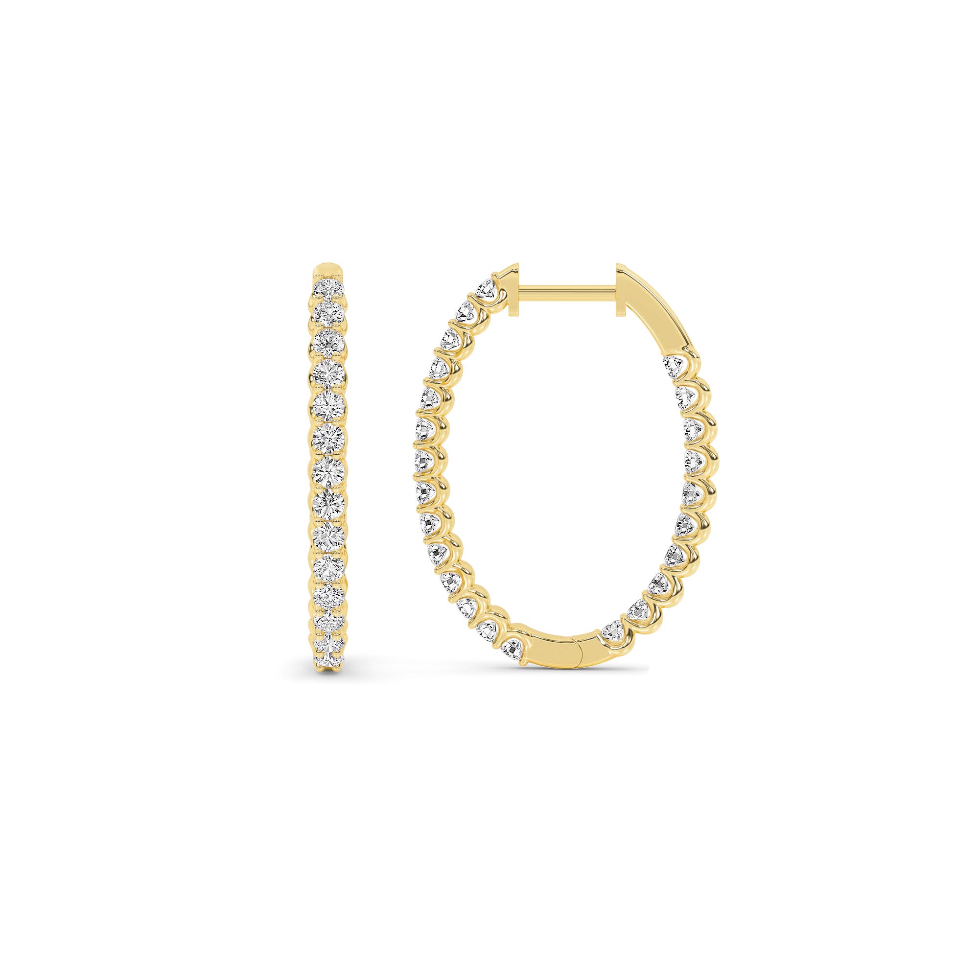 Zia Lab Created Diamond Oval Hoop Earrings | 14K Yellow Gold 2 ct. tw.