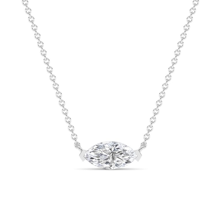 Floating Lab Diamond Solitaire Necklace with Sterling Silver chain