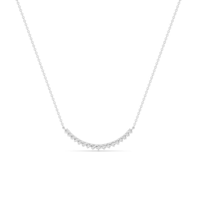 Crest Three Prong Curved Lab Diamond Necklace