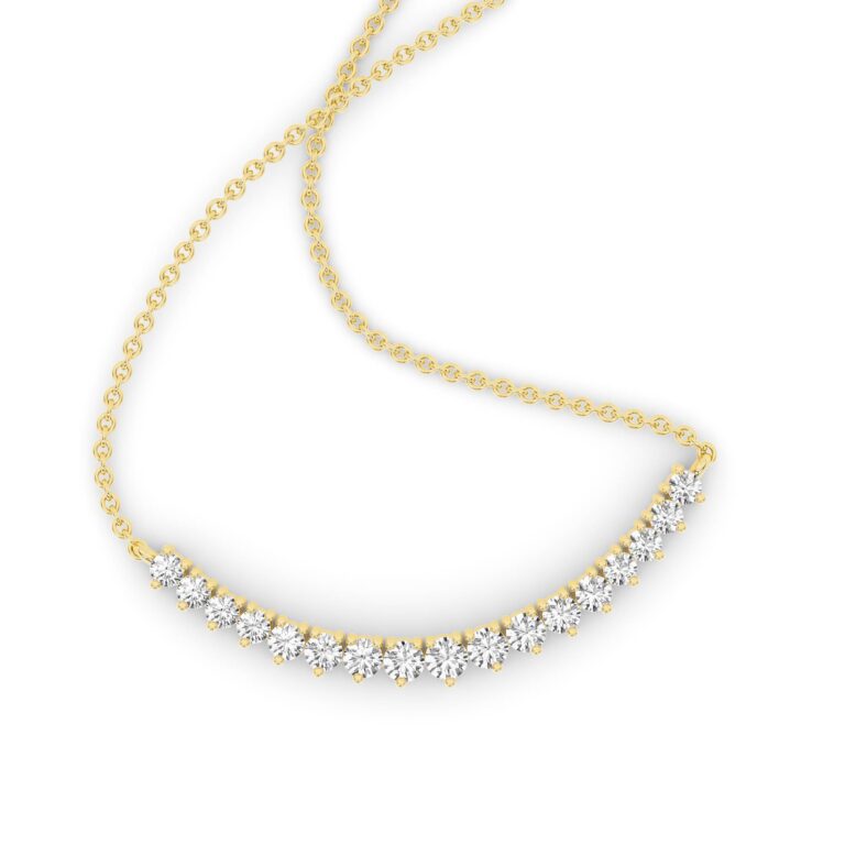 Crest Three Prong Curved Lab Diamond Necklace