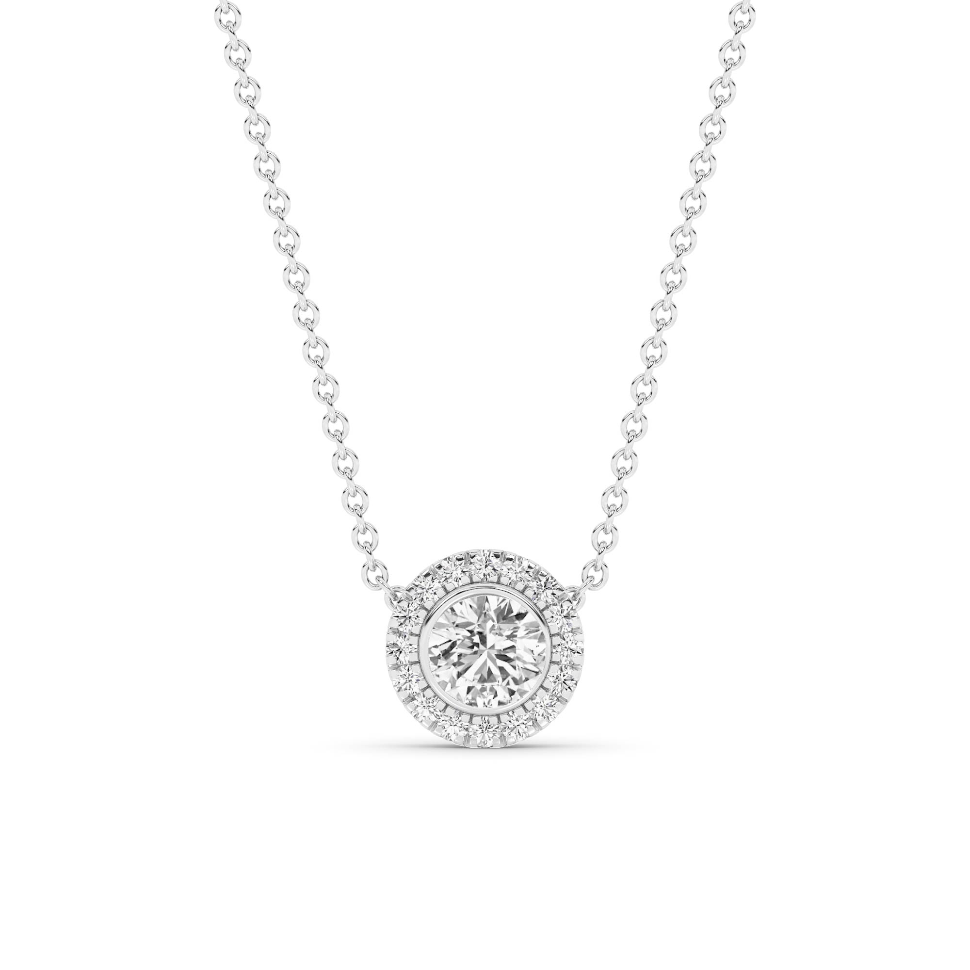 Apex Lab Grown Halo Diamond Necklace | 14K White Gold 2 ct. tw.