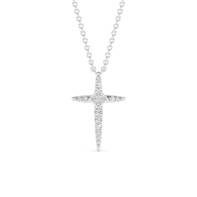 Beacon Lab Diamond Cross Necklace | 925 White Silver 1/4 ct. tw._1