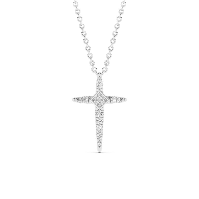 Beacon Sterling Silver Lab Diamond Cross Necklace