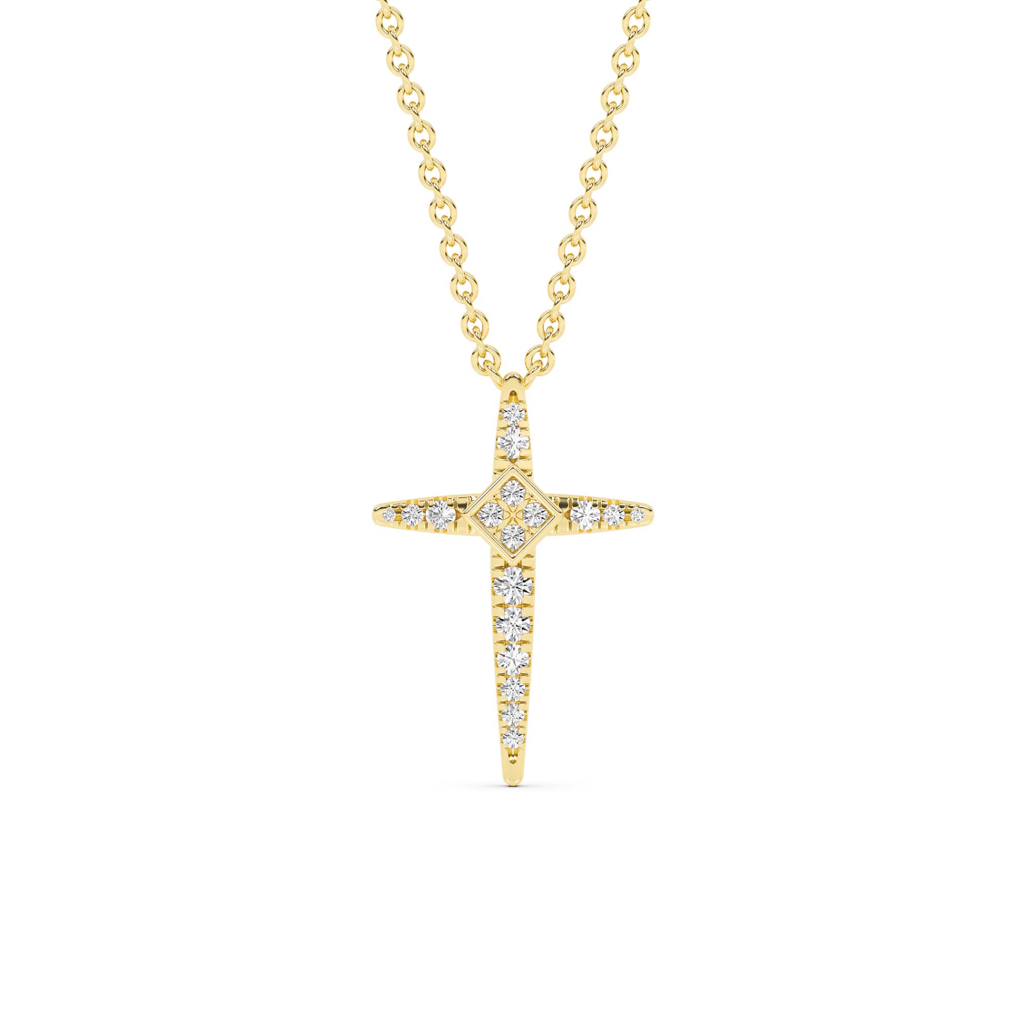 Beacon Lab Diamond Cross Necklace | Yellow Gold 1/4 ct. tw.