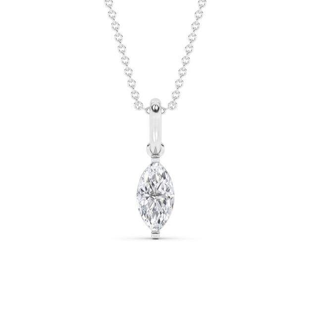 Lab Grown Marquise Diamond Pendant Necklace | 14K White Gold 2 ct. tw._1