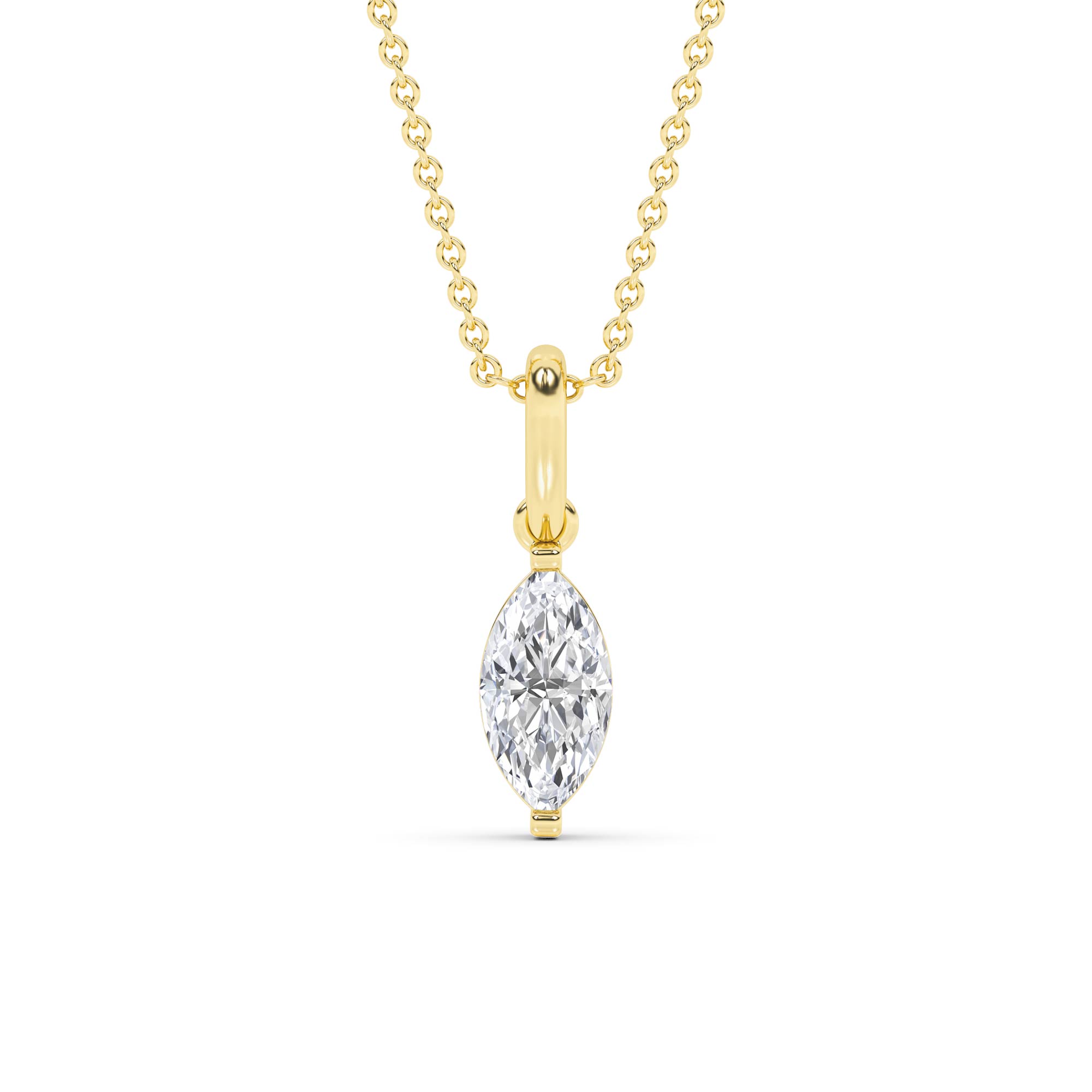 La Joya Jewelry Lab Grown Marquise Diamond Pendant Necklace | Yellow Gold 1/2 - 2 CT. TW.