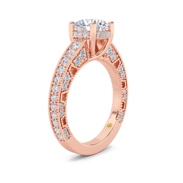 Myrra Lab Grown Vintage Inspired Pavé Diamond Engagement Ring