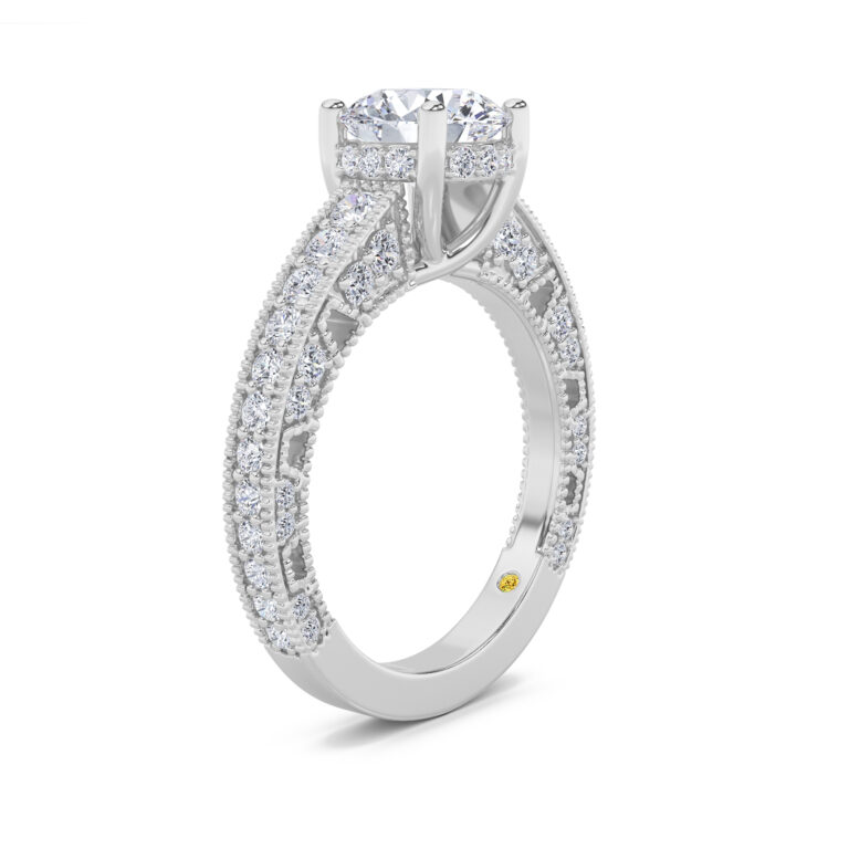 Myrra Lab Grown Vintage Inspired Pavé Diamond Engagement Ring