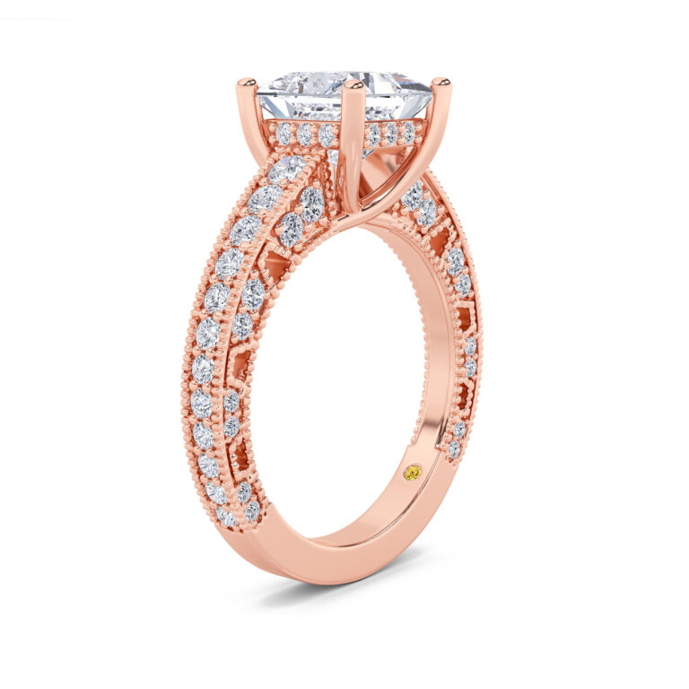 Myrra Lab Grown Vintage Inspired Pavé Diamond Engagement Ring