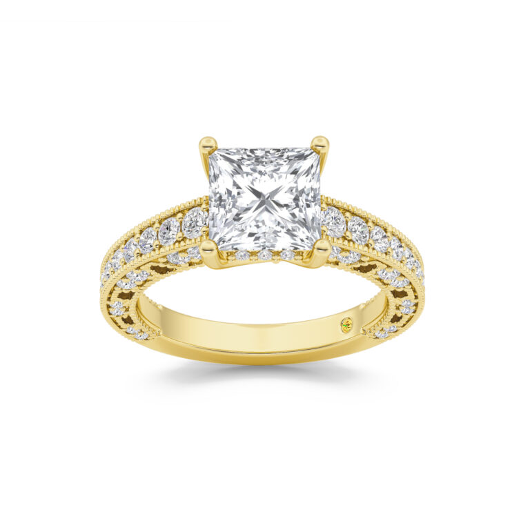 Myrra Lab Grown Vintage Inspired Pavé Diamond Engagement Ring