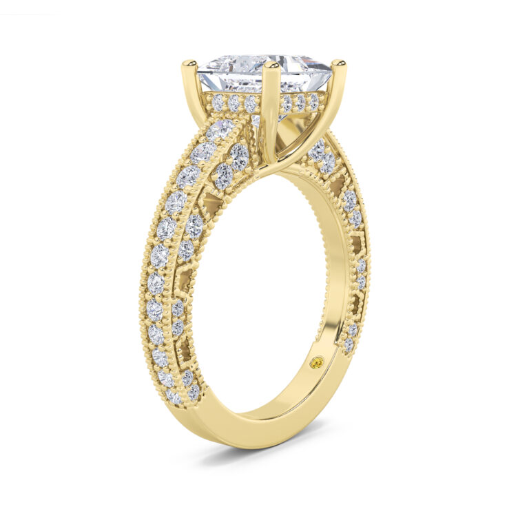 Myrra Lab Grown Vintage Inspired Pavé Diamond Engagement Ring
