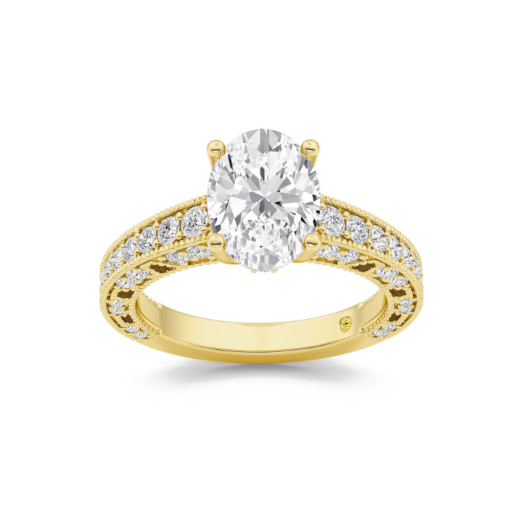 Myrra Lab Grown Vintage Inspired Pavé Diamond Engagement Ring