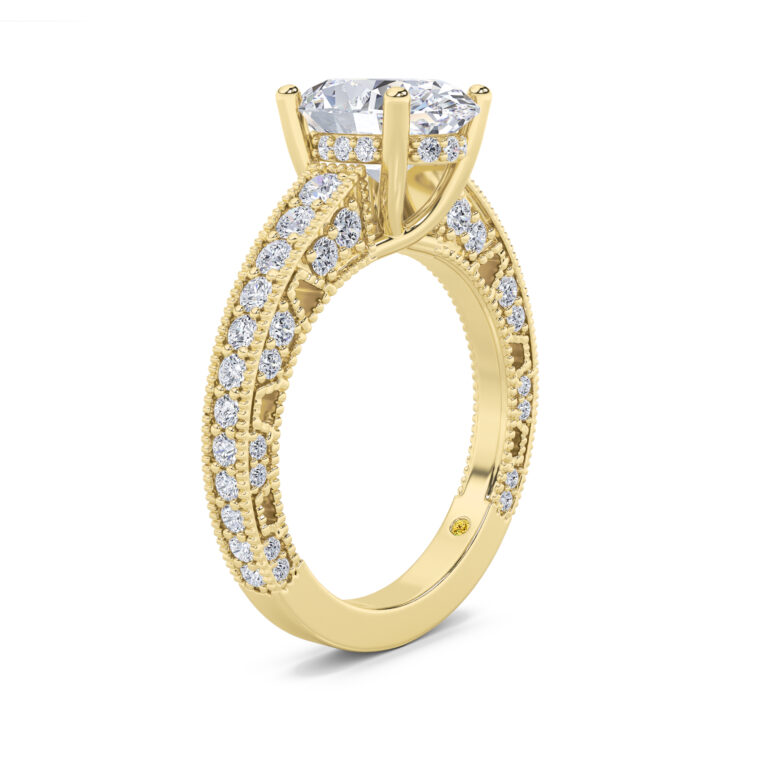 Myrra Lab Grown Vintage Inspired Pavé Diamond Engagement Ring