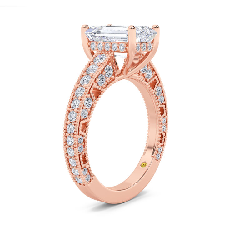 Myrra Lab Grown Vintage Inspired Pavé Diamond Engagement Ring
