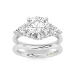 Celestia Lab Grown Round Diamond Engagement Ring with the Luna Wedding Band