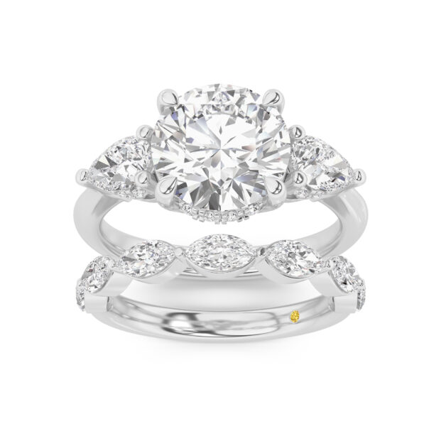 Celestia Lab Grown Round Diamond Engagement Ring with The Elara Wedding Band
