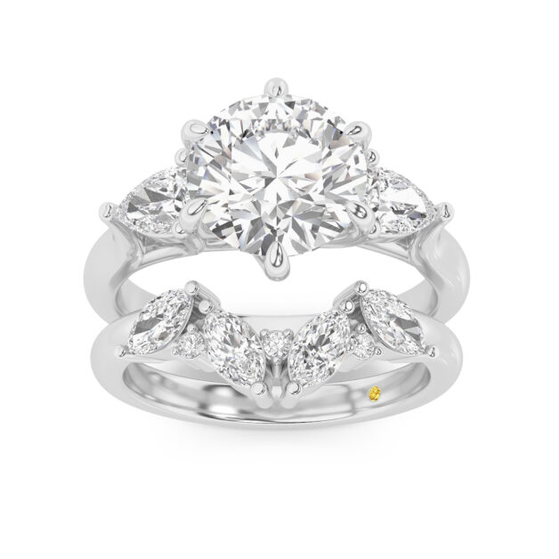 Lumina Lab Grown Round Diamond Engagement Ring with the Annabella Wedding Band