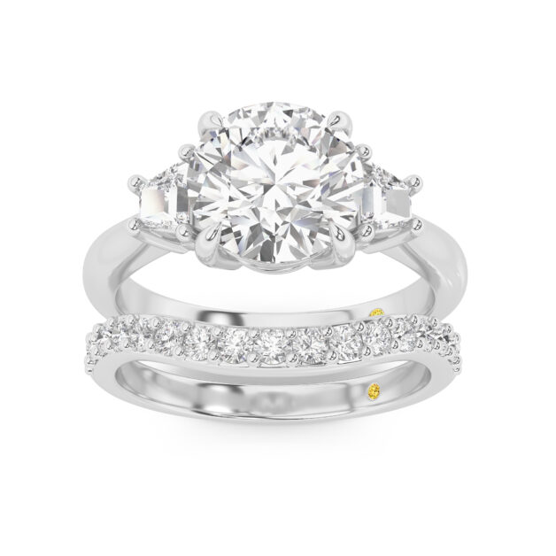 Nova Lab Grown Round Diamond Engagement Ring with the Rhys Wedding Band