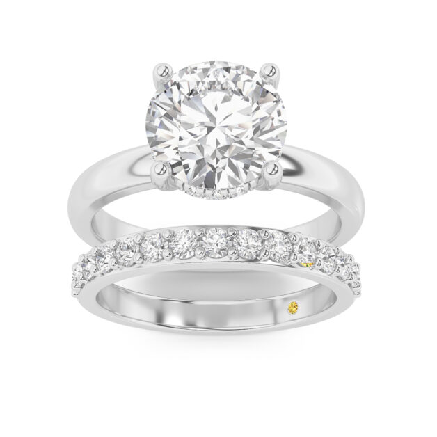 Firefly Lab Grown Round Diamond Engagement Ring with the Liv Wedding Band