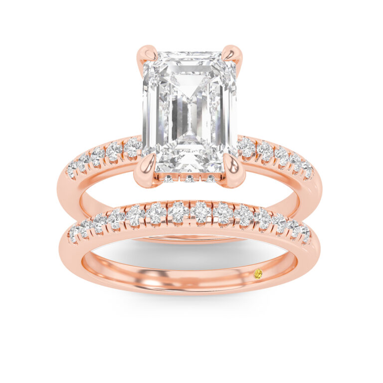 Aurelia Engagment Ring with the BonBon Quarter Coverage Wedding Band