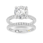 Aurelia Lab Grown Round Diamond Engagement Ring with the BonBon Half Coverage Wedding Band