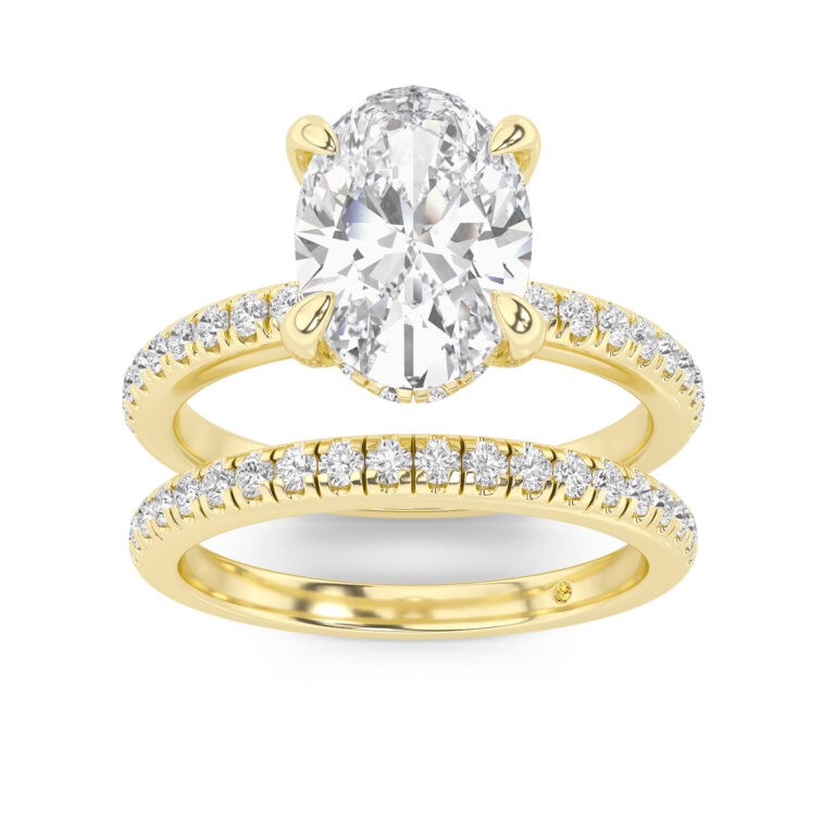 Aurelia Engagment Ring with the BonBon Half Coverage Wedding Band