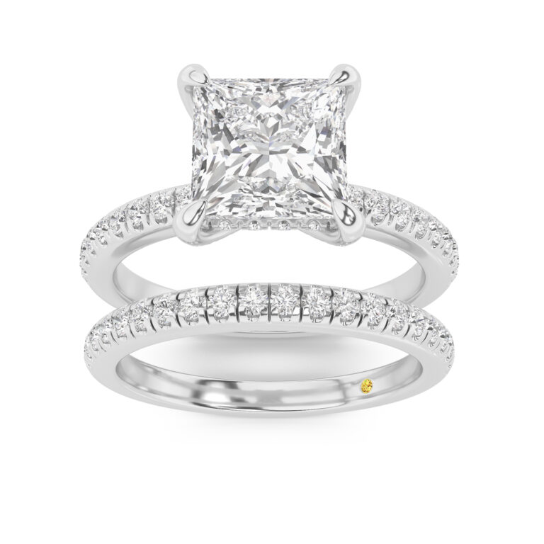 Aurelia Engagment Ring with the BonBon Half Coverage Wedding Band
