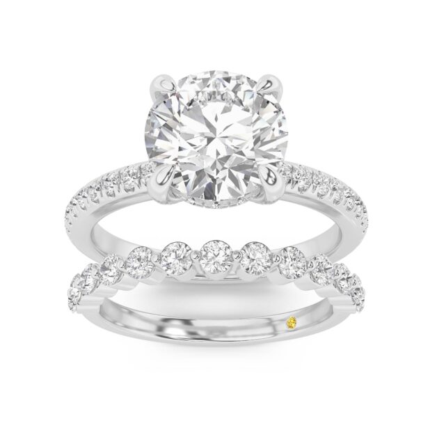 Aurelia Lab Grown Round Diamond Engagement Ring with the Anastasia Wedding Band