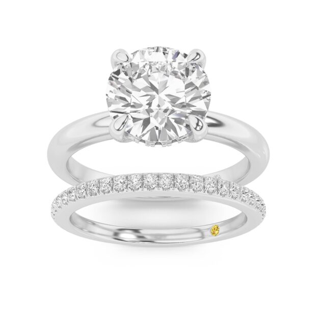 Fez Lab Grown Round Diamond Engagement Ring with the BonBon Wedding Band