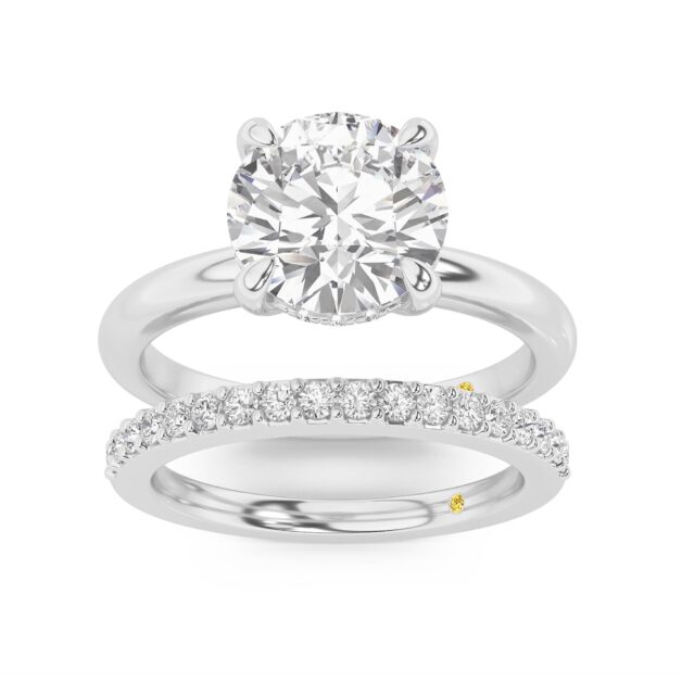 Fez Lab Grown Round Diamond Engagement Ring with the Orion Wedding Band