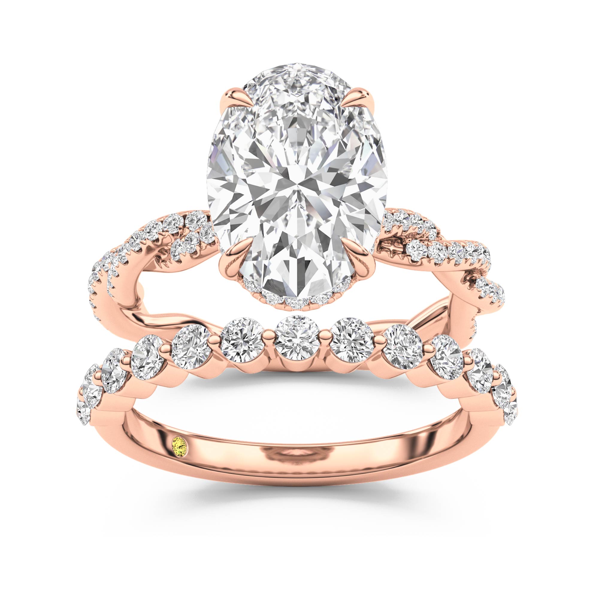 ChiraTan Lab Grown Oval Diamond Engagement Ring with the Anastasia Wedding Band | 10K Red Gold 4 6/7 ct. tw.