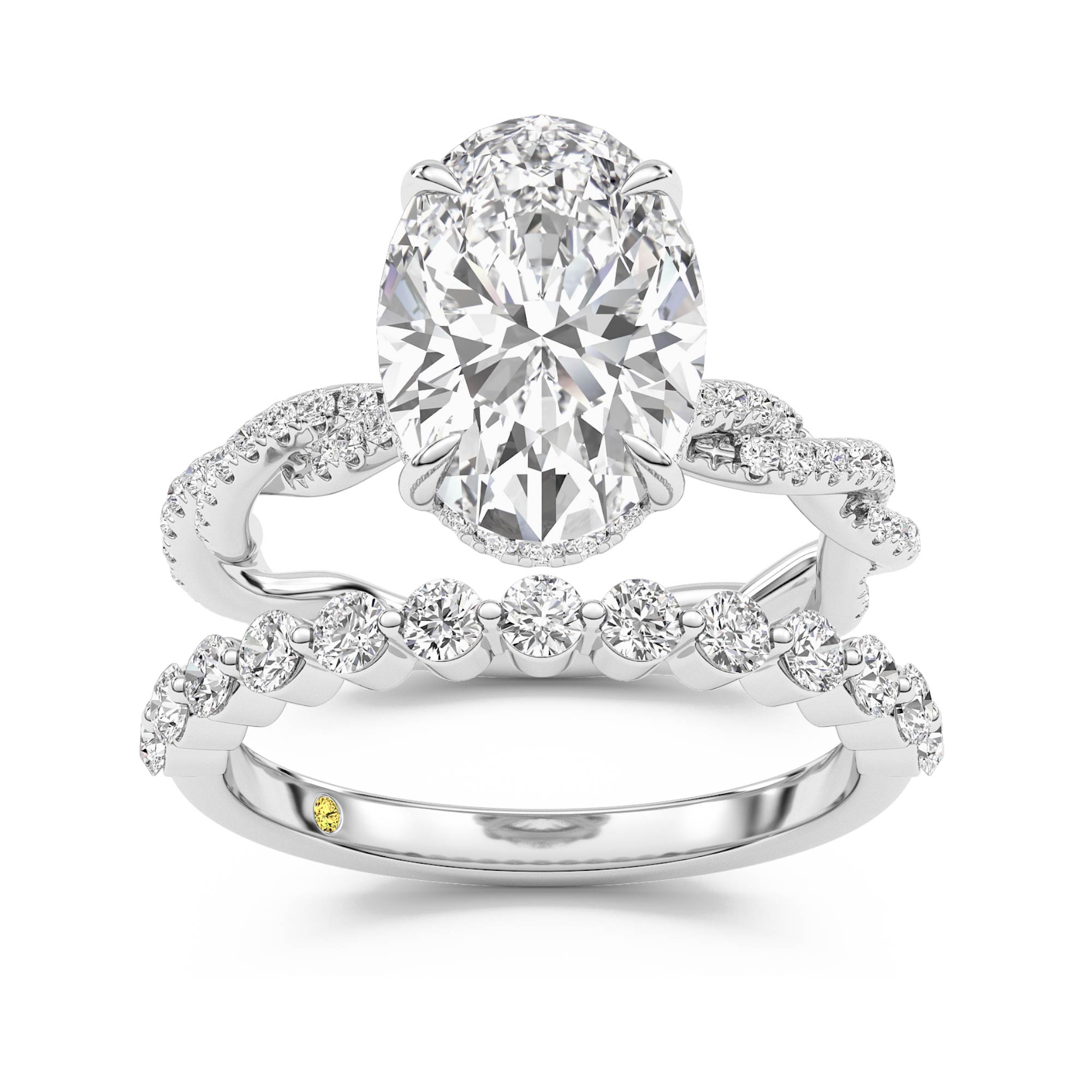 ChiraTan Lab Grown Oval Diamond Engagement Ring with the Anastasia Wedding Band | 10K White Gold 4 6/7 ct. tw.