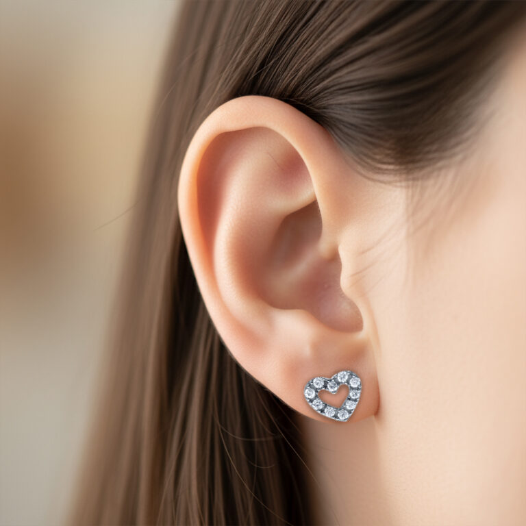 Heart Outlined Lab Grown Diamond Earrings
