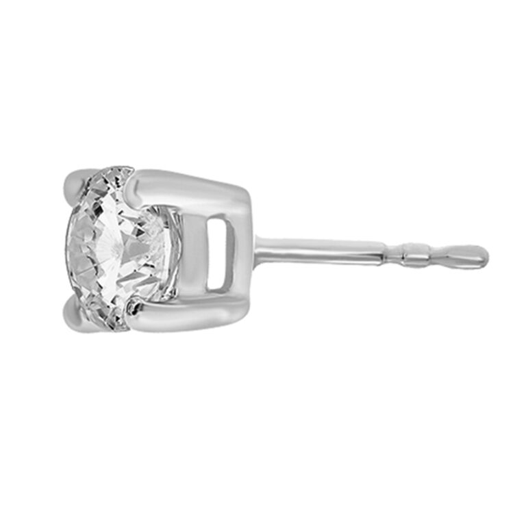 Certified Four Prong Lab Single Diamond Stud Earring