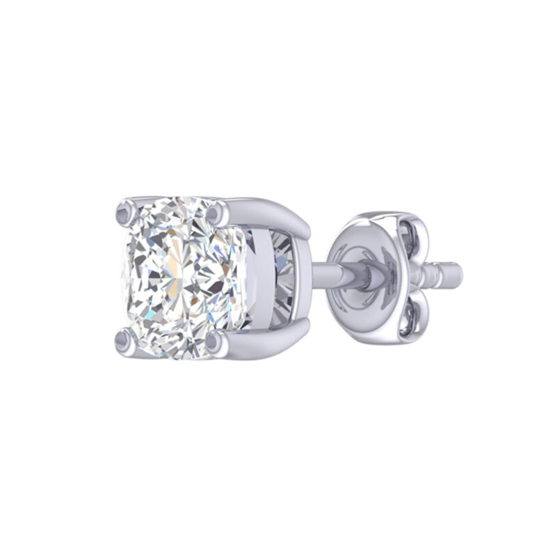 Certified Four Prong Lab Single Diamond Stud Earring