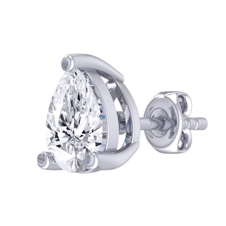 Certified Four Prong Lab Single Diamond Stud Earring