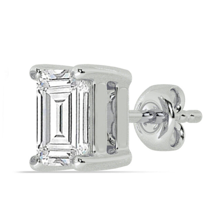 Certified Four Prong Lab Single Diamond Stud Earring