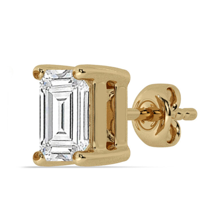 Certified Four Prong Lab Single Diamond Stud Earring