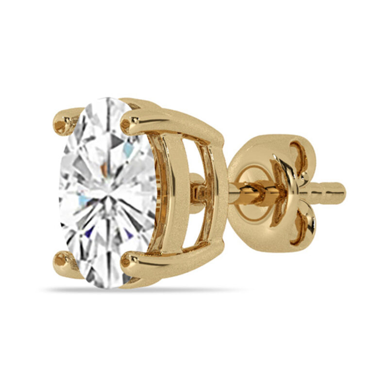Certified Four Prong Lab Single Diamond Stud Earring
