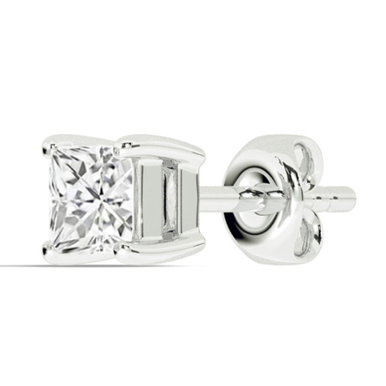 Certified Four Prong Lab Single Diamond Stud Earring