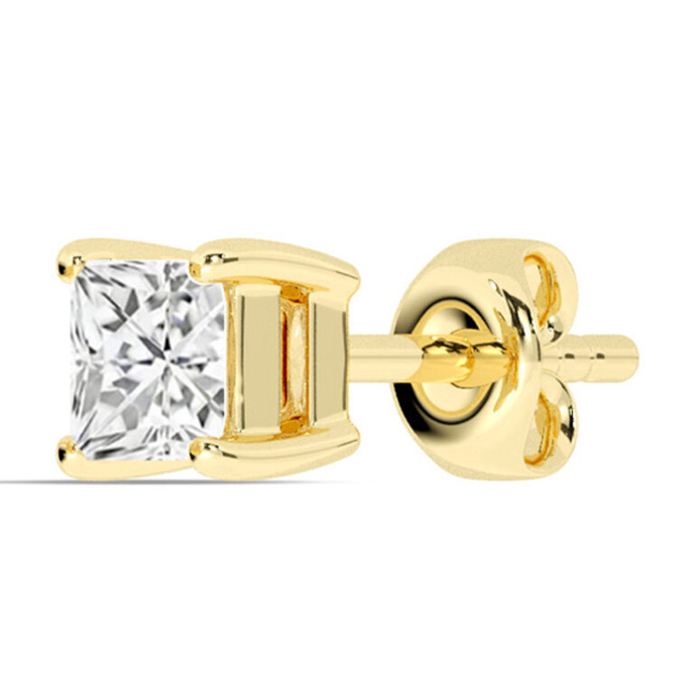 Certified Four Prong Lab Single Diamond Stud Earring