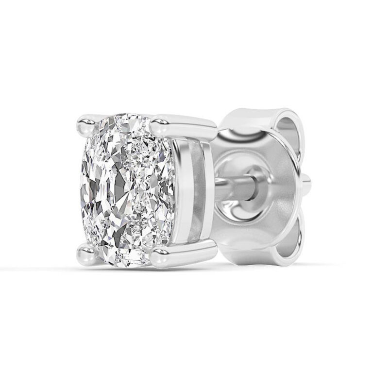 Certified Four Prong Lab Single Diamond Stud Earring